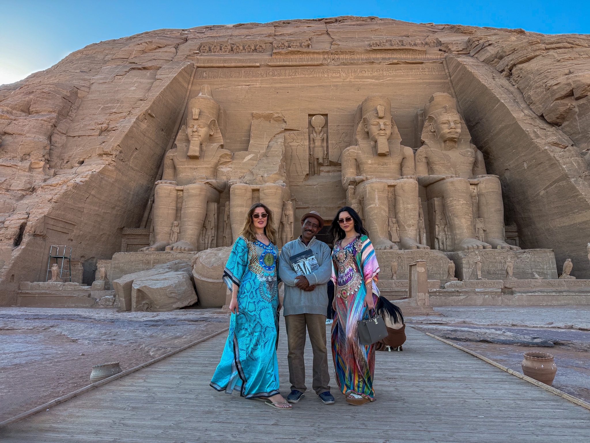 The colossal statues of Ramses II at the entrance of Abu Simbel’s Great Temple, standing as a symbol of his reign.