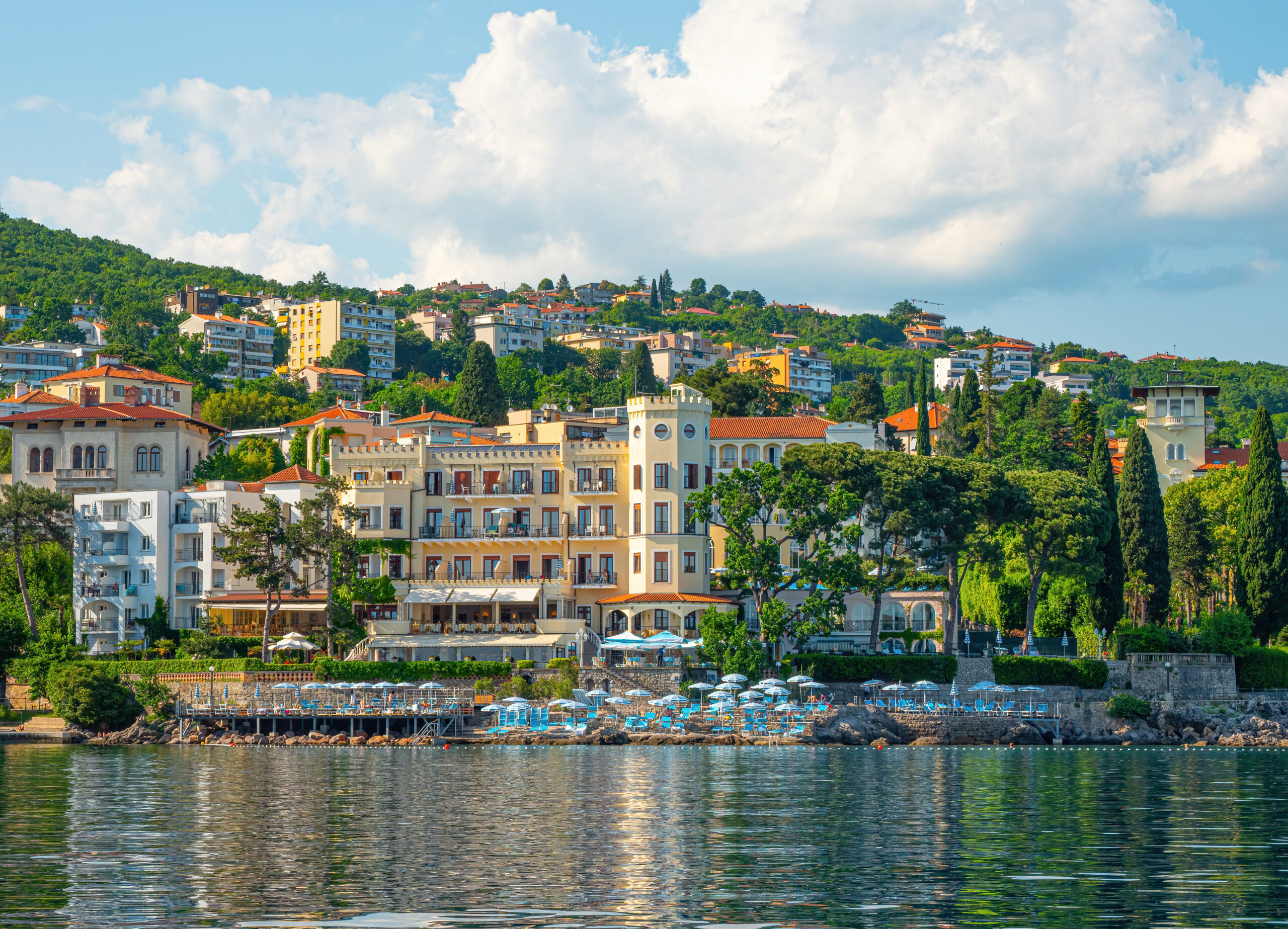 Heritage Hotel Imperial in Opatija, Croatia, surrounded by lush greenery and overlooking the Adriatic Sea.