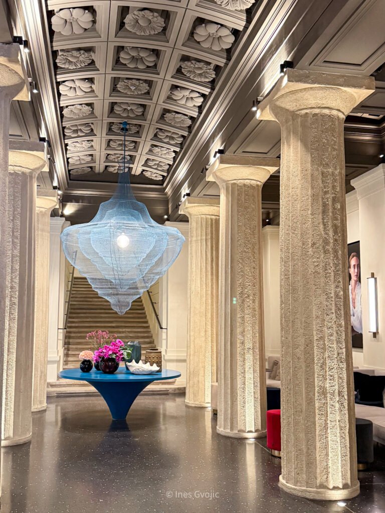 Interior view of the Dorothea Hotel lobby in Budapest